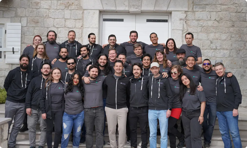 The MindsHub team gathered at a recent company offsite.